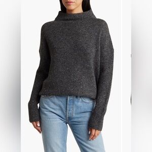 Vince Textured Funnel Neck Wool Blend Sweater XS Gray